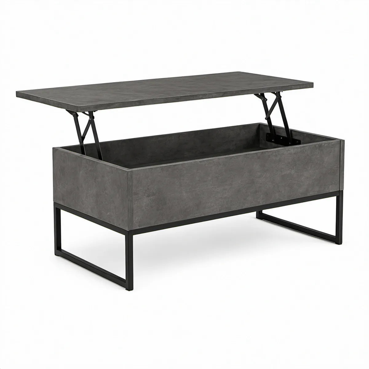 Gray and Black Lift-Top Coffee Table with Hidden Storage, 39.4 x 19.7 x 17.7 in