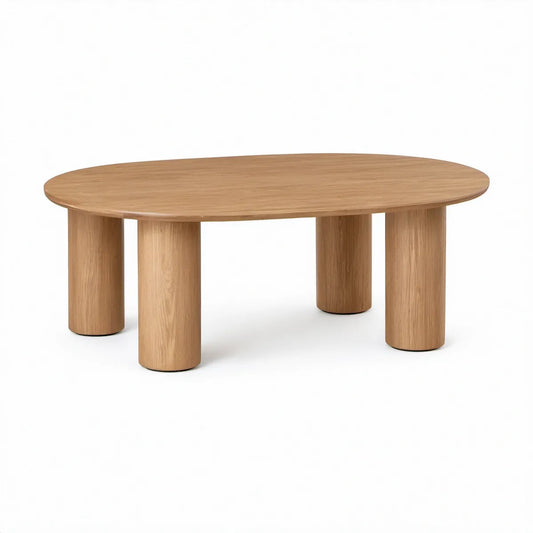 Natural Oak Oval Coffee Table, 47.2 x 23.6 x 16.5 in, Oak Veneer Engineered Wood